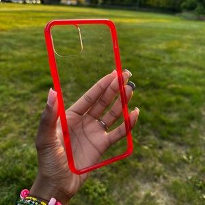 CLEAR RED BUMPER PHONE CASE FOR IPHONE 11 PRO.